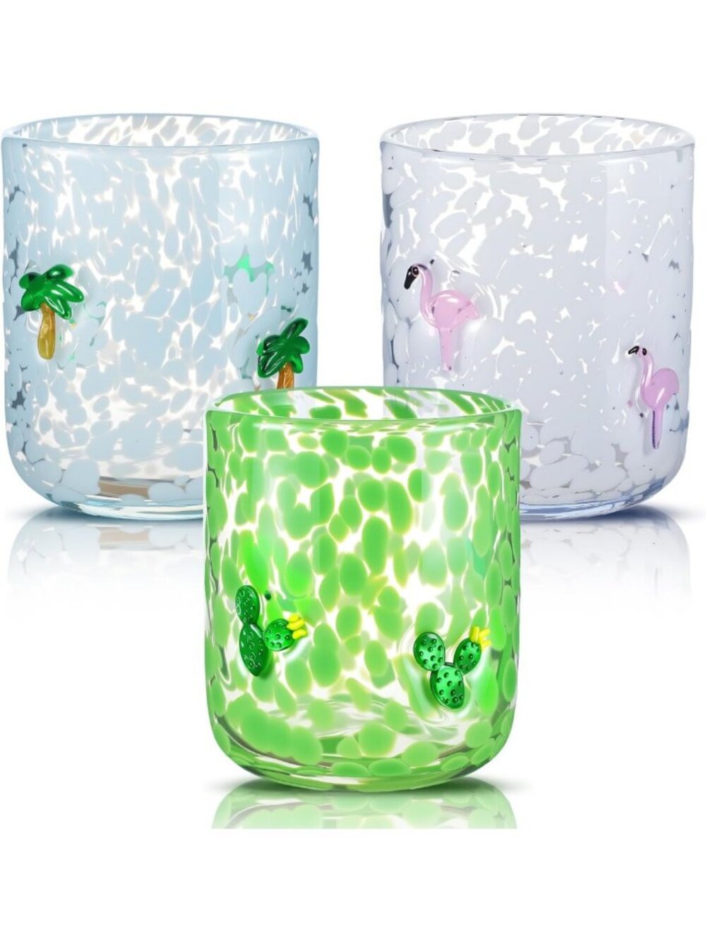 Tropical 14oz Stemless Juice Glasses - Set of 3, Fun Drinkware for Parties